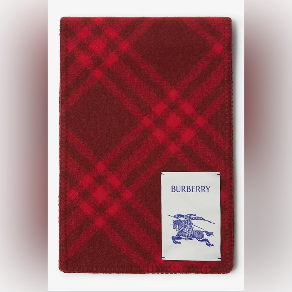 Burberry Equestrian Knight Detail Check Wool Scarf